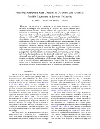 Modeling Earthquake Rate Changes in Oklahoma and Arkansas: Possible Signatures of Induced Seismicity by Andrea L