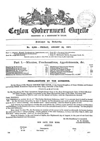 Part I.—Minutes, Proclamations, Appointments, &C
