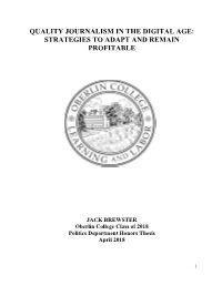 Quality Journalism in the Digital Age-Strategies To