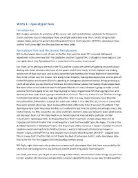 Week 4 – Apocalypse Now