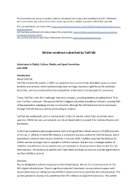Written Evidence Submitted by Talktalk