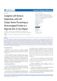 Complete Left Ureteric Duplication with Left Ectopic Ureter Presenting As Ureterovaginal Fistula in a Nigerian Girl; a Case Report