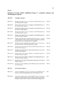 Institute of Jewish Affairs Additional Papers 1: Committee Minutes and Chronological Sequence