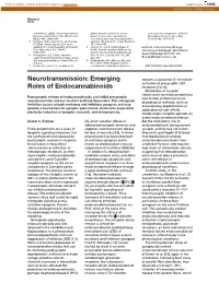 Neurotransmission: Emerging Roles of Endocannabinoids