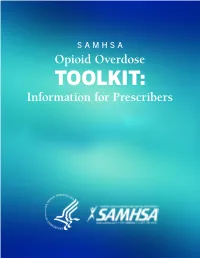 Opioid Overdose TOOLKIT: Information for Prescribers TABLE of CONTENTS