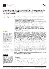 Spatio-Temporal Distribution of Cell Wall Components in the Placentas, Ovules and Female Gametophytes of Utricularia During Pollination