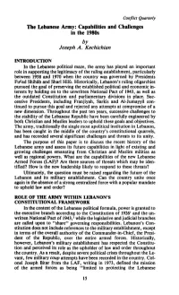 The Lebanese Army: Capabilities and Challenges in the 1980S by Joseph A