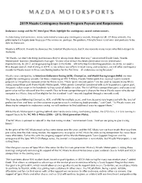 2019 Mazda Contingency Awards Program Payouts and Requirements