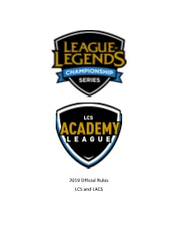 2019 Official Rules LCS and LACS