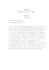 ABSTRACT IDEMPOTENTS in CYCLIC CODES by Benjamin Brame April 9, 2012
