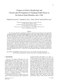 Changes in Surface Morphology and Glacial Lake Development of Chamlang South Glacier in the Eastern Nepal Himalaya Since 1964