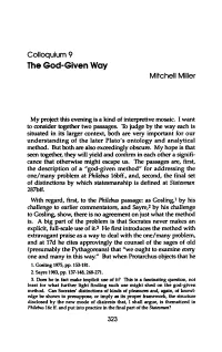 Colloquium 9 the God-Given Way Mitchell Miller My Project This