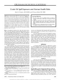Crude Oil Spill Exposure and Human Health Risks