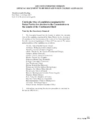 Curricula Vitae of Candidates Nominated by States Parties for Election to the Commission on the Limits of the Continental Shelf
