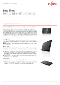 Data Sheet FUJITSU Tablet STYLISTIC M702