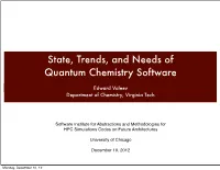 State, Trends, and Needs of Quantum Chemistry Software