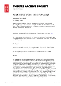 Theatre Archive Project: Interview with Julia Kellerman