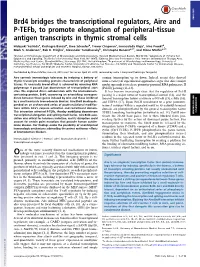 Brd4 Bridges the Transcriptional Regulators, Aire and P-Tefb, to Promote Elongation of Peripheral-Tissue Antigen Transcripts In
