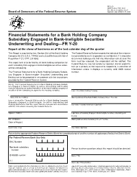 Financial Statements for a Bank Holding Company Subsidiary