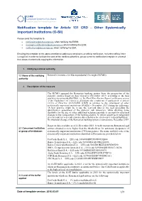 Notification by the National Committee for Macroprudential Oversight