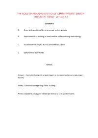 THE GOLD STANDARD MICRO-SCALE SCHEME PROJECT DESIGN DOCUMENT FORM - Version 2.2