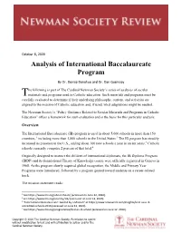 Analysis of International Baccalaureate Program