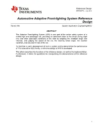 Automotive Adaptive Front-Lighting System Reference Design Renton Ma System Application Engineering/MCU