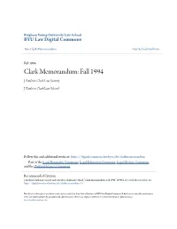 Clark Memorandum: Fall 1994 J