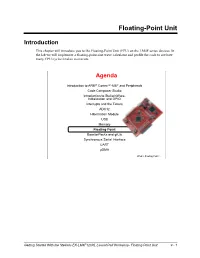 Floating Point Unit 9 - 1 Chapter Topics