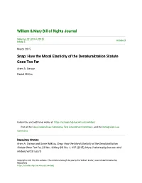 Snap: How the Moral Elasticity of the Denaturalization Statute Goes Too Far