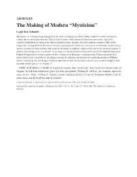 The Making of Modern “Mysticism”