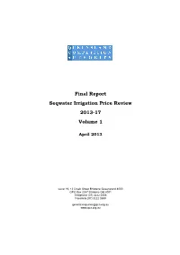 Final Report Seqwater Irrigation Price Review 2013-17 Volume 1