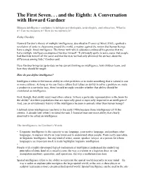 The First Seven. . . and the Eighth: a Conversation with Howard Gardner