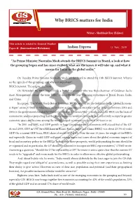 Why BRICS Matters for India