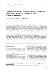 Comparison of Models to Estimate Genetic Parameters for Scores of Competitive Sport Horse Events in the Czech Republic