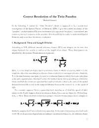 Correct Resolution of the Twin Paradox Michael Huemer