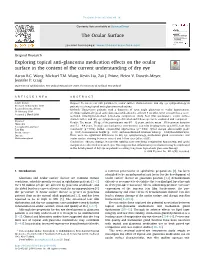 Exploring Topical Anti-Glaucoma Medication Effects on the Ocular Surface in the Context of the Current Understanding of Dry Eye