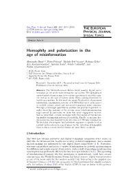 Homophily and Polarization in the Age of Misinformation
