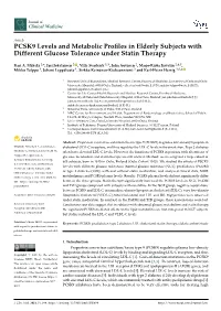PCSK9 Levels and Metabolic Profiles in Elderly Subjects with Different