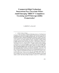 “BRICS” Compulsory Licensing and IT Interoperability Frameworks†