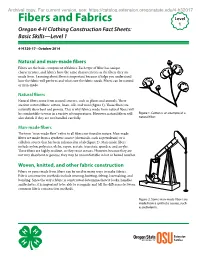Fibers and Fabrics Level 1 Oregon 4-H Clothing Construction Fact Sheets: Basic Skills—Level 1