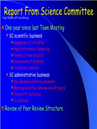 Report from Science Committee
