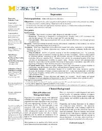 UMHS Clinical Guideline on Depression Is Consistent Those Used in the Previous Searches