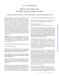 Francisella Tularensis: Possible Agent in Bioterrorism