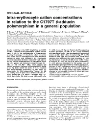 Intra-Erythrocyte Cation Concentrations in Relation to the C1797T B-Adducin Polymorphism in a General Population