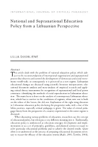 National and Supranational Education Policy from a Lithuanian Perspective