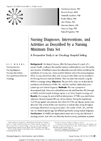 Nursing Diagnoses, Interventions, and Activities As Described by a Nursing Minimum Data Set