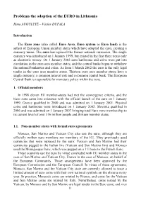 Problems the Adoption of the EURO in Lithuania
