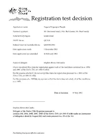 Registration Test Decision