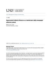 Supermarket Tabloid Influence on Mainstream Daily Newspaper Editorial Content